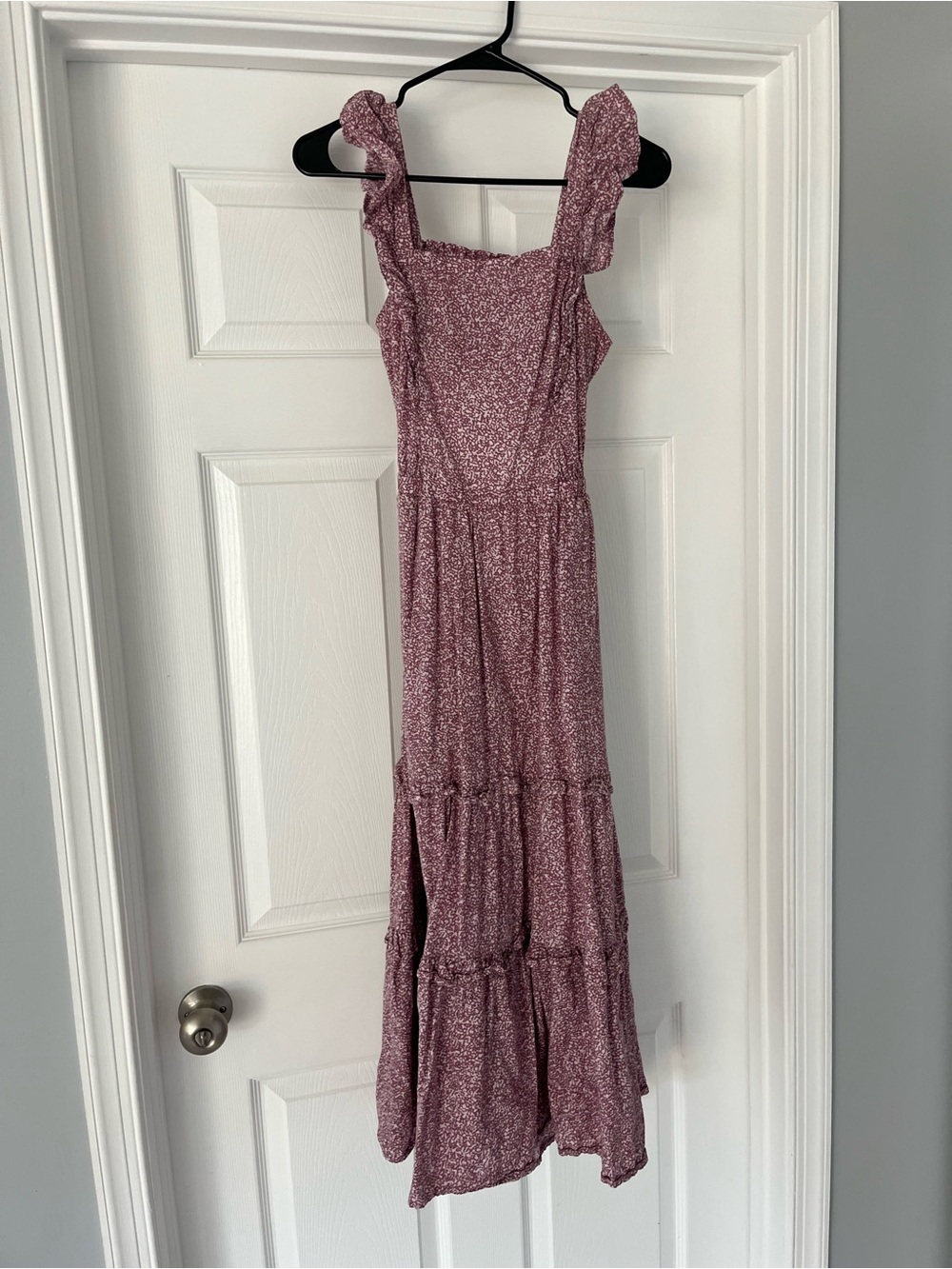 Universal Thread Mauve Floral Ruffle-Strap Maxi Dress